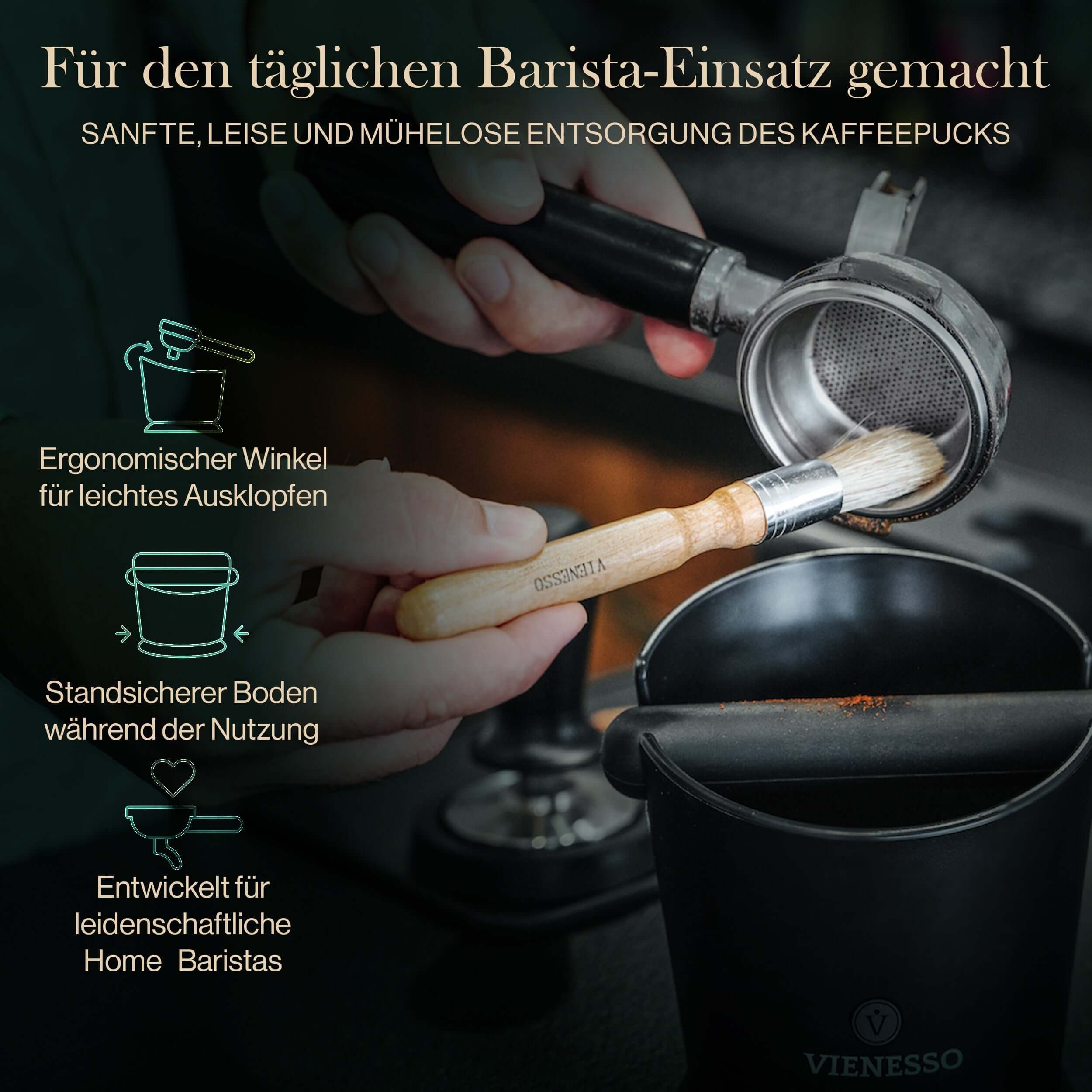 Abklopfbehälter für Siebträger mit abnehmbarer Aklopfstange | Knock Box