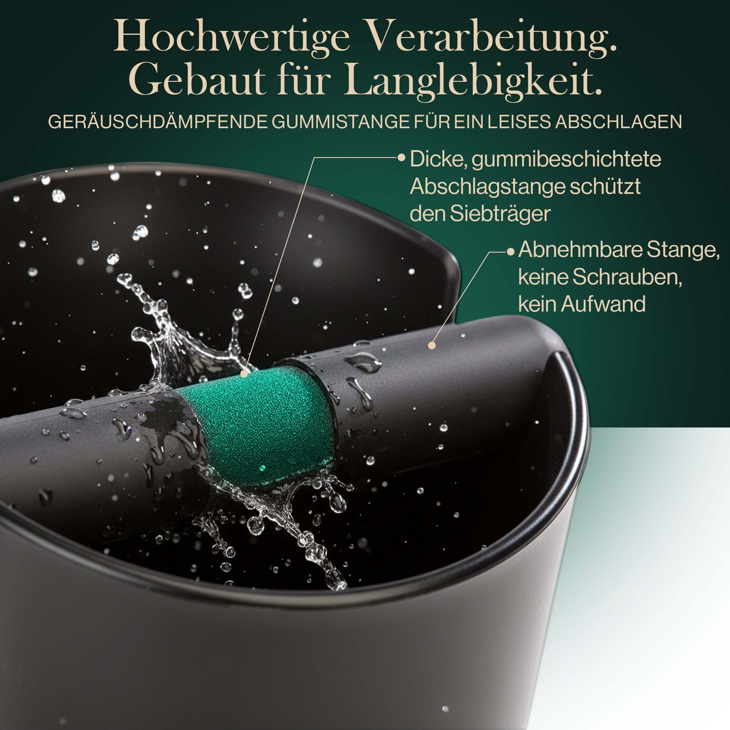 Abklopfbehälter für Siebträger mit abnehmbarer Aklopfstange | Knock Box