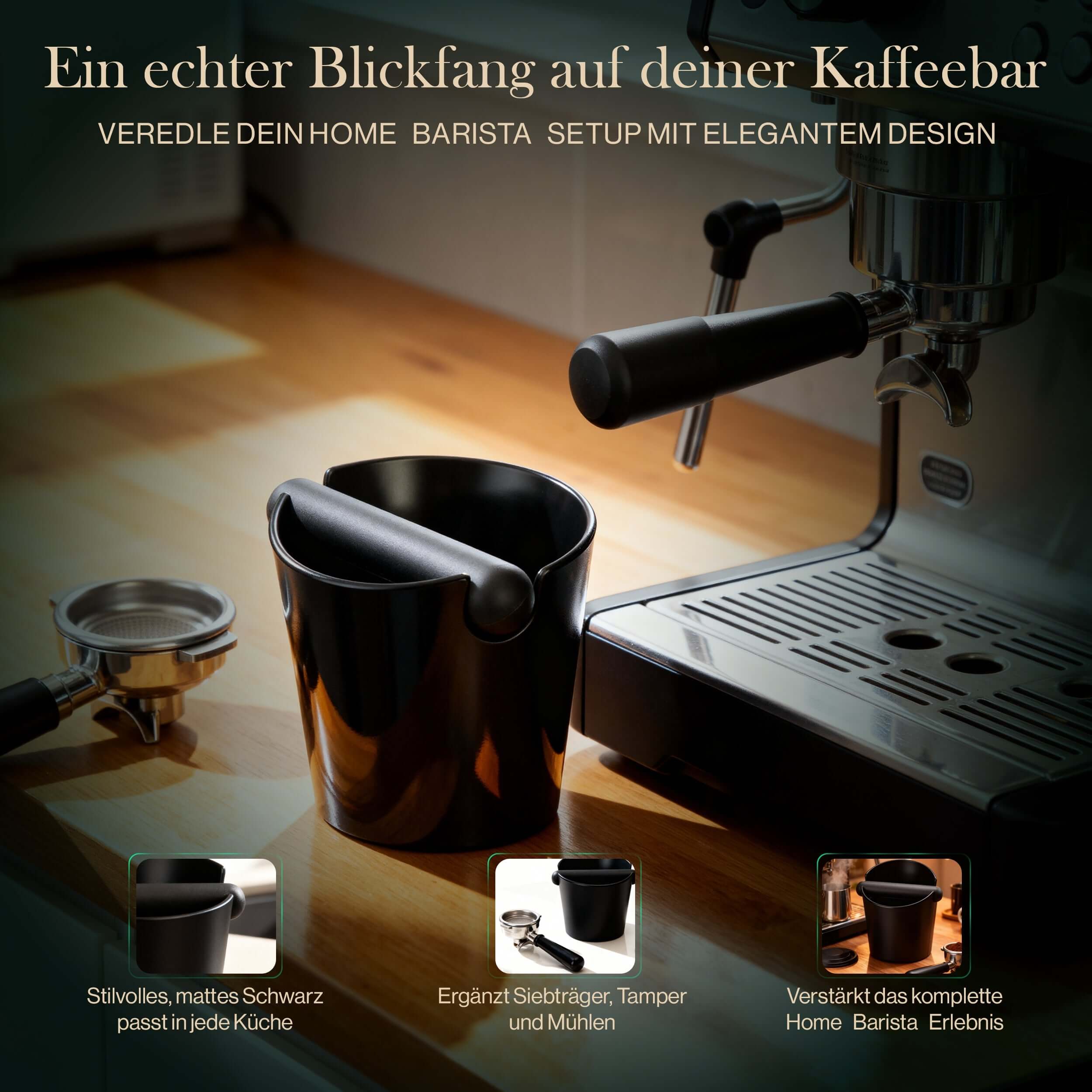 Abklopfbehälter für Siebträger mit abnehmbarer Aklopfstange | Knock Box