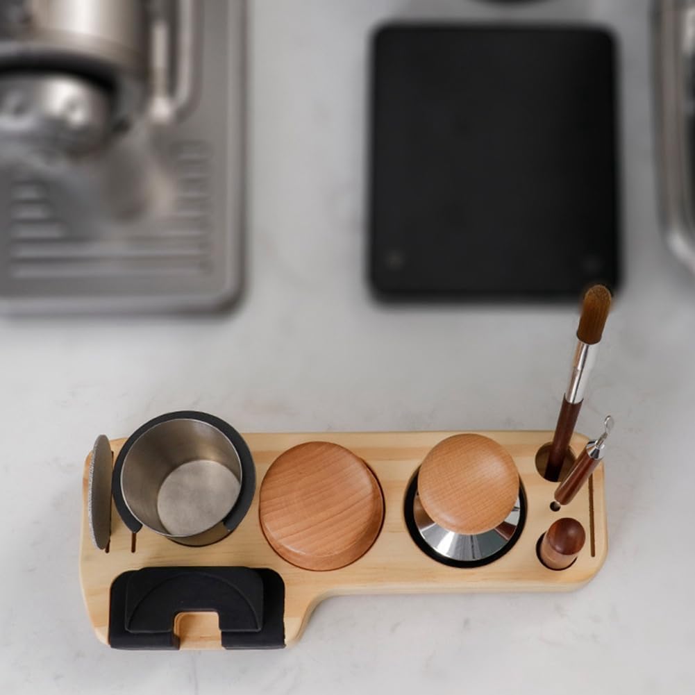 Tamperstation aus Holz - Edle Andrückstation für den Siebträger und Ablage