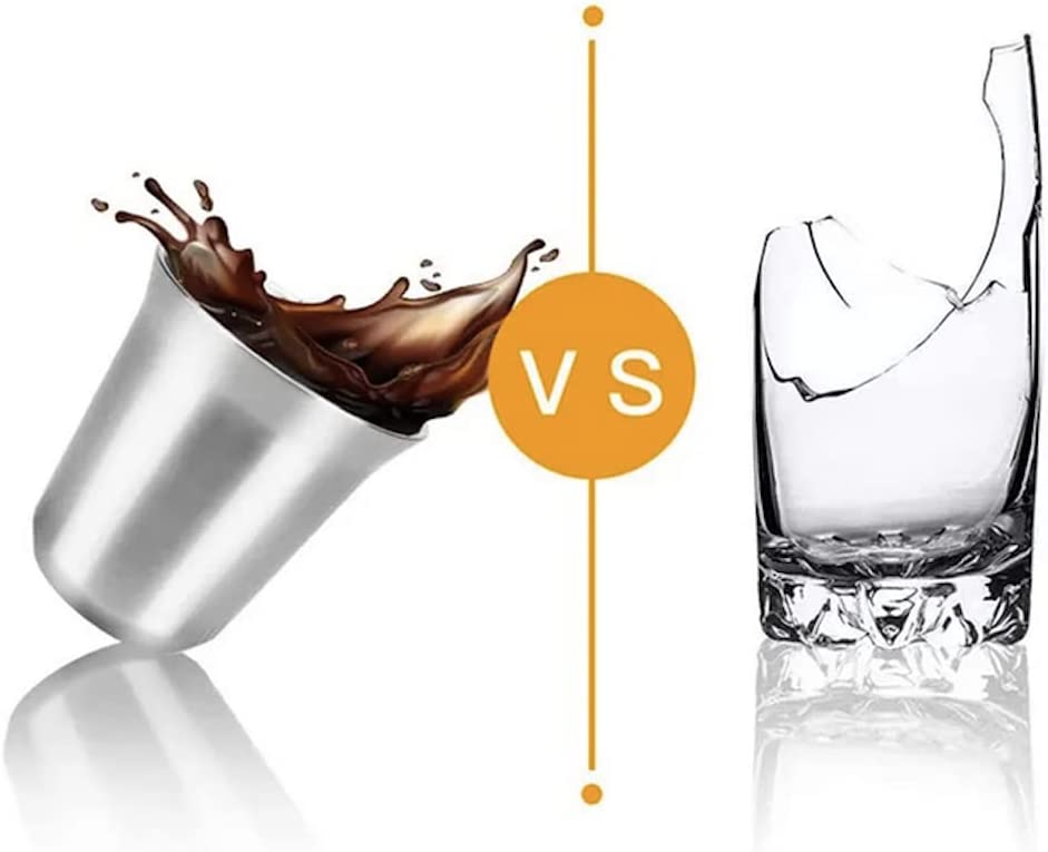 Espressotassen-2er Set in edler Optik - Doppelwandig aus Edelstahl (80 ml)