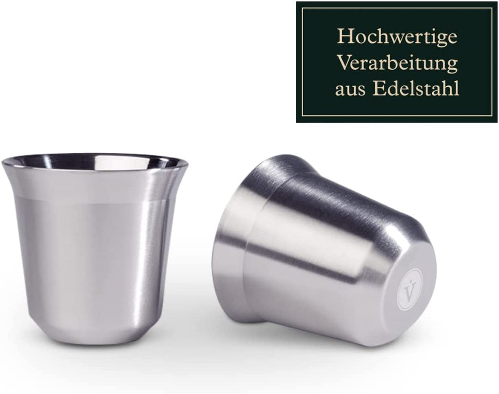 Espressotassen-2er Set in edler Optik - Doppelwandig aus Edelstahl (80 ml)